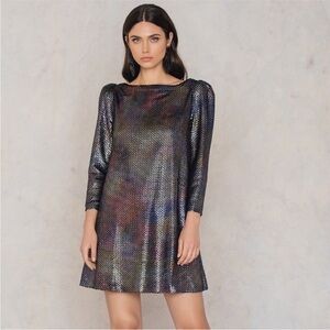 Free People Diamonds Are Forever Metallic New Years Eve Mini Dress XS